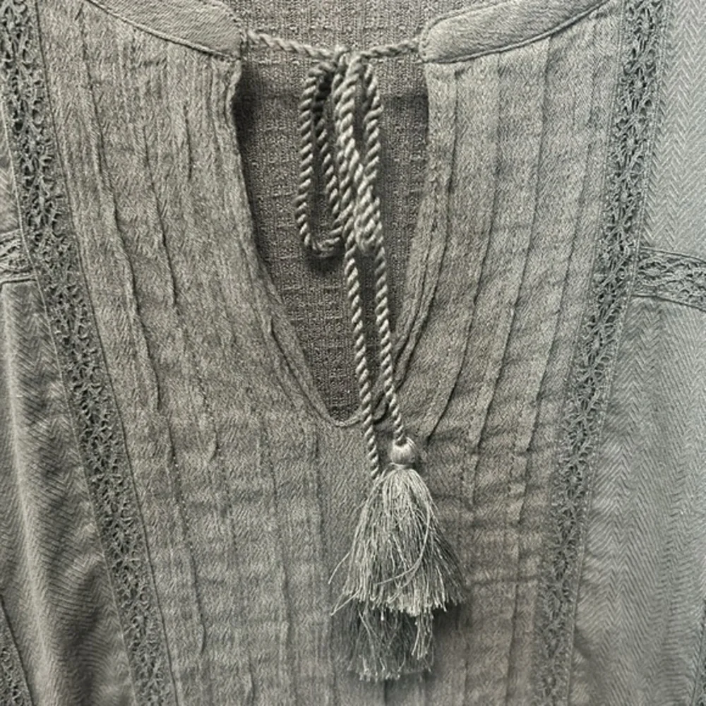 Lucky Brand Drop Needle Top- Dark Aloe-Linen Blend- Women's Small - Picture 12 of 16